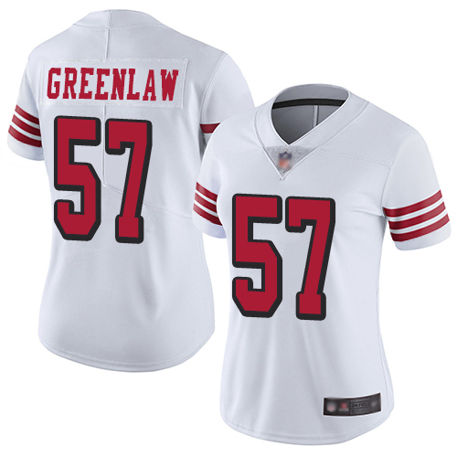 San Francisco 49ers Limited White Women Dre Greenlaw NFL Jersey #57 Rush Vapor Untouchable->women nfl jersey->Women Jersey